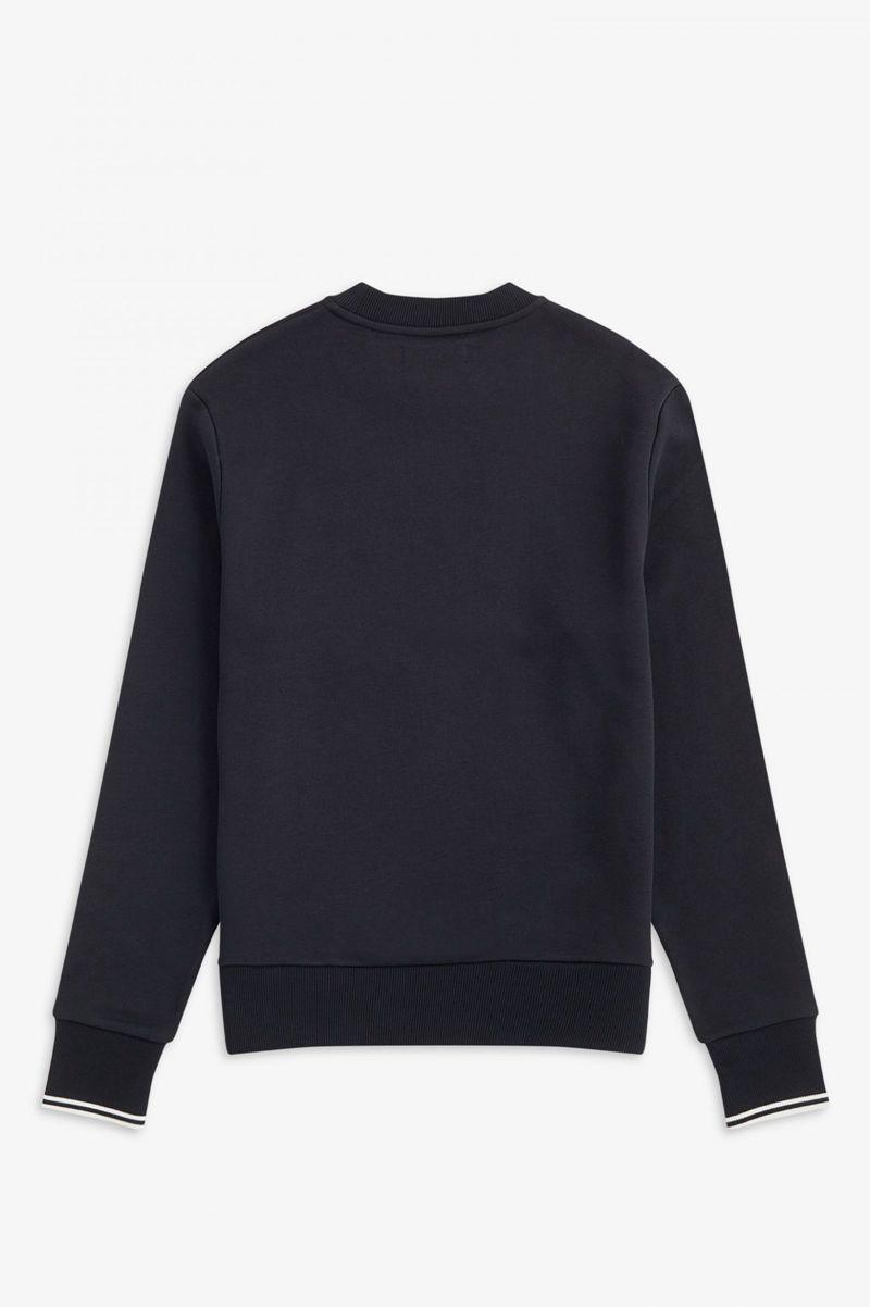 Black Fred Perry Crew Neck Men's Sweatshirts | PH 1570YXFU